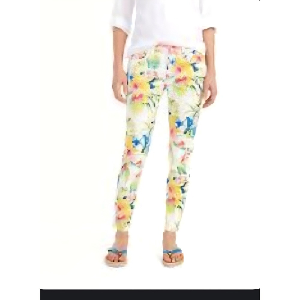 Tommy Bahama Skinny Ankle Fleur De Lite Tropical Floral Jeans Sz 12 32 X 25